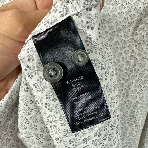 John Varvatos Star USA floral white and grey collared button up size M - Picture 9 of 11